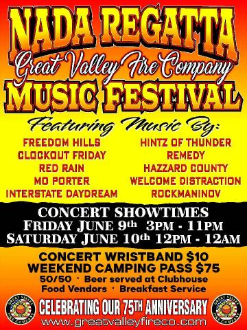 Poster for the 2023 Nada Regatta Music Festival in Great Valley, NY
